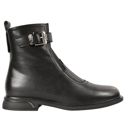 Ghete elegante, dama, PASS COLLECTION, DL70034A negru, piele naturala, toc